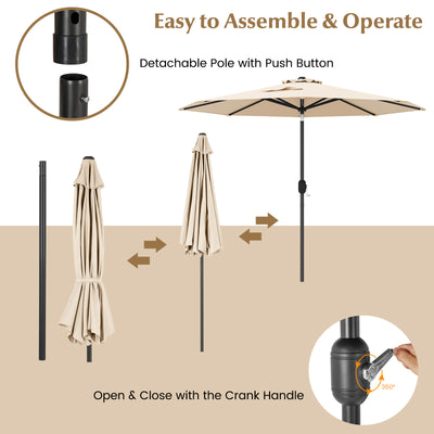 9 ft Outdoor Market Patio Table Umbrella Push Button Tilt Crank Lift-Beige