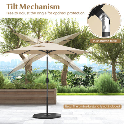 9 ft Outdoor Market Patio Table Umbrella Push Button Tilt Crank Lift-Beige