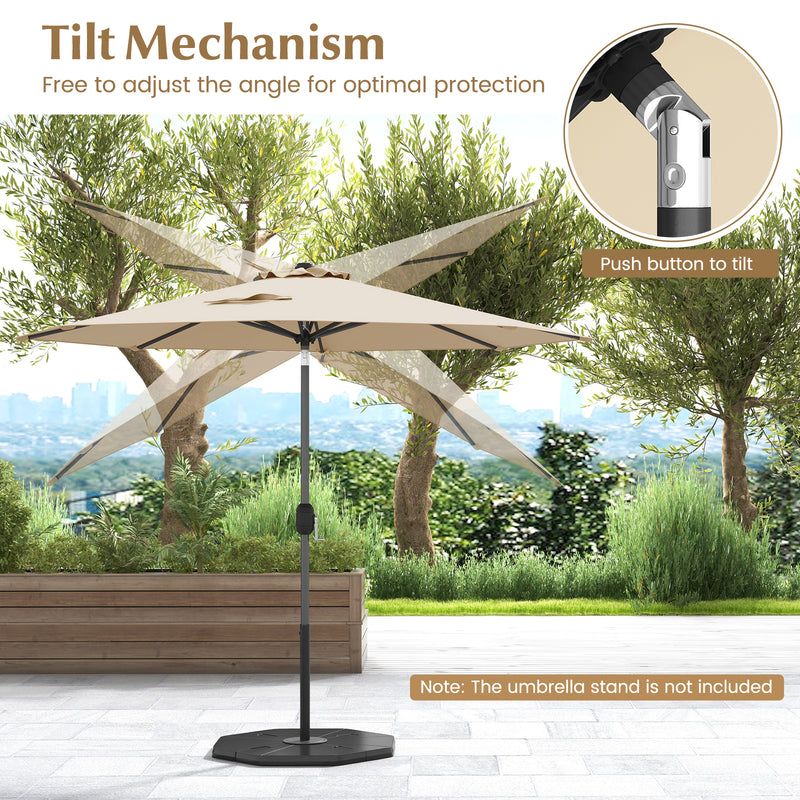 9 ft Outdoor Market Patio Table Umbrella Push Button Tilt Crank Lift-Beige