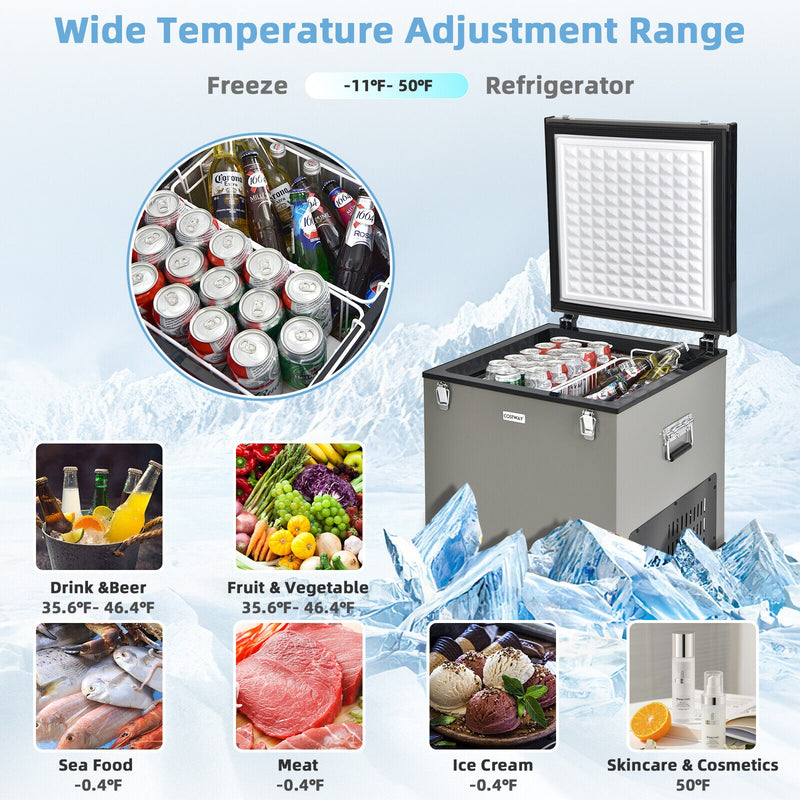 *68 Quart Portable Car Refrigerator with DC and AC Adapter - S