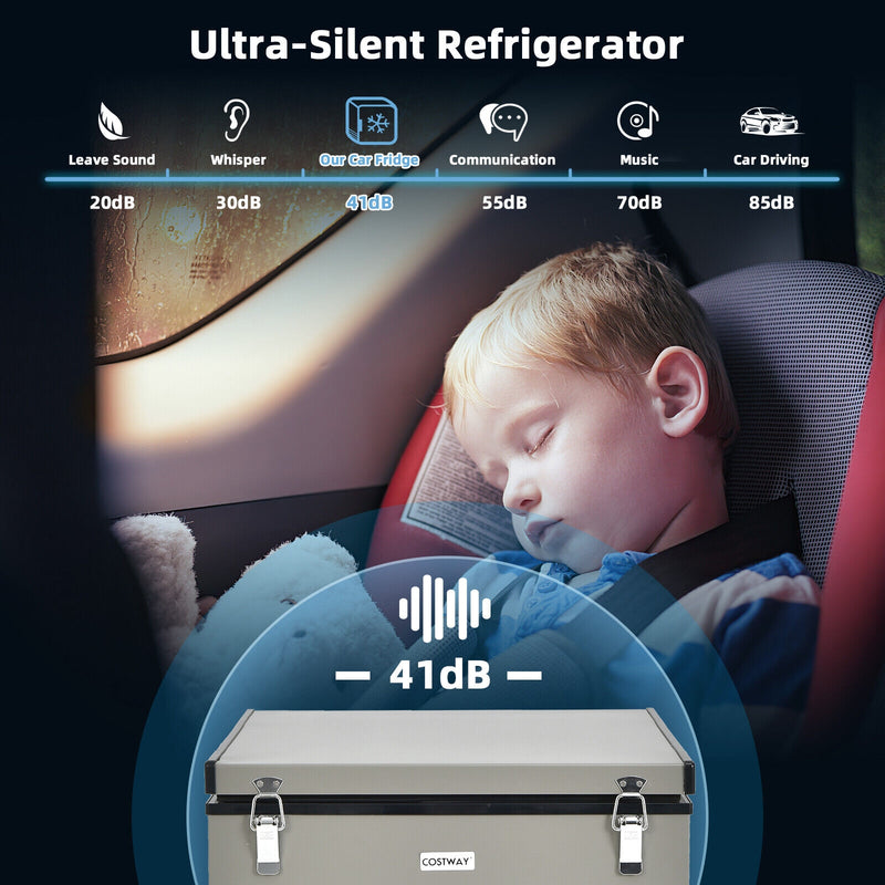 *68 Quart Portable Car Refrigerator with DC and AC Adapter - S