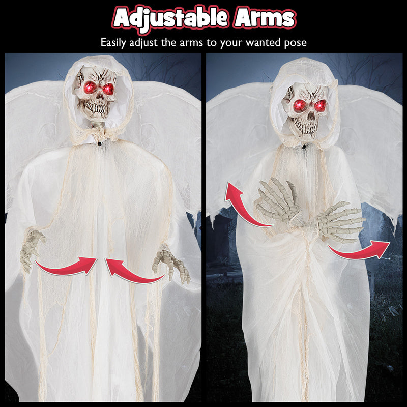8.3 ft Halloween Standing Haunted Angel with Lighted Eyes and Automati