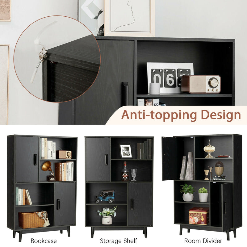 Sideboard Storage Cabinet with Door Shelf-Black