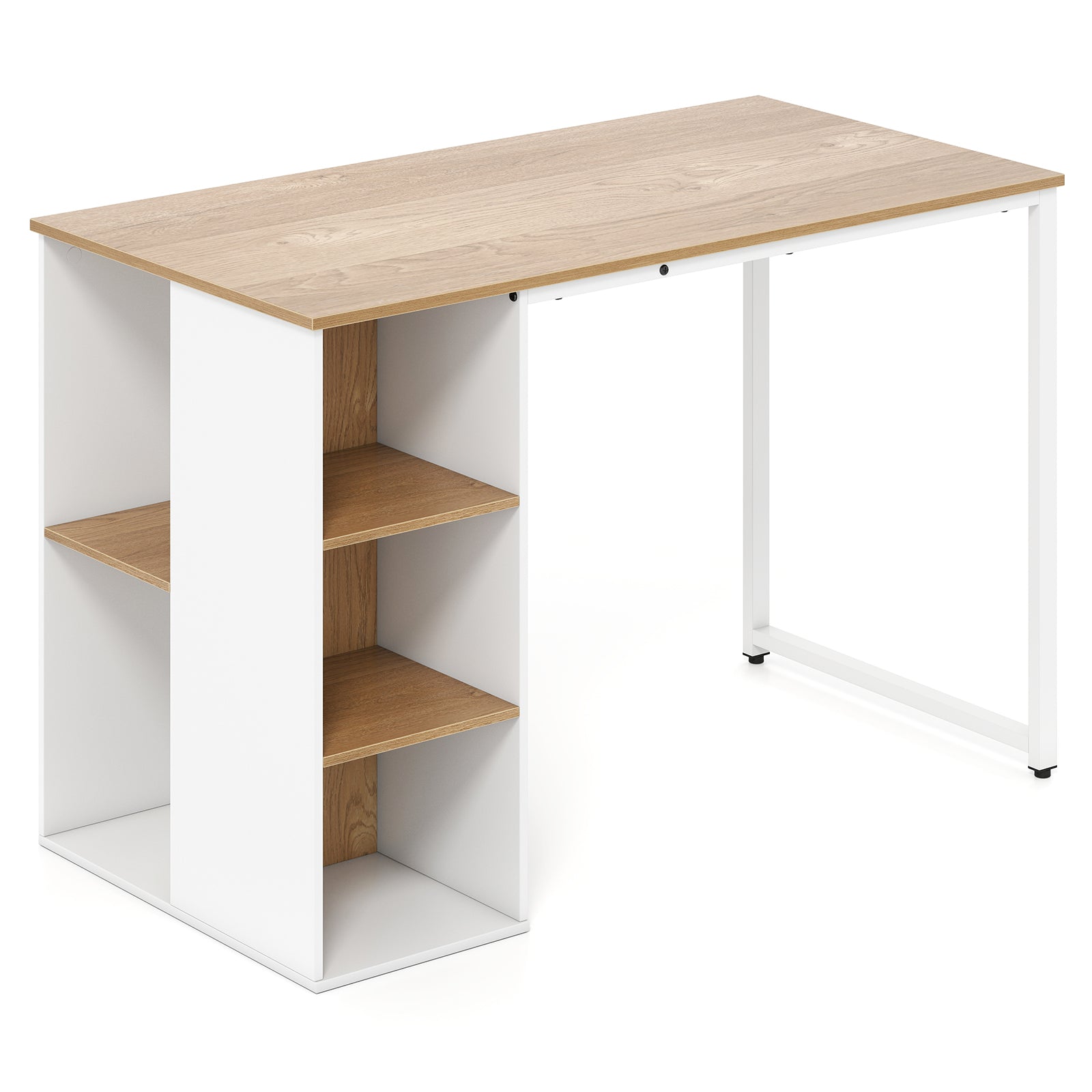 45 Inch Desk 45 Inch Computer Desk with 5 Storage Compartments and Metal Frame