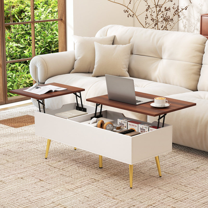 47 Inch Lift Top Coffee Table with 2 Hidden Compartments-Walnut