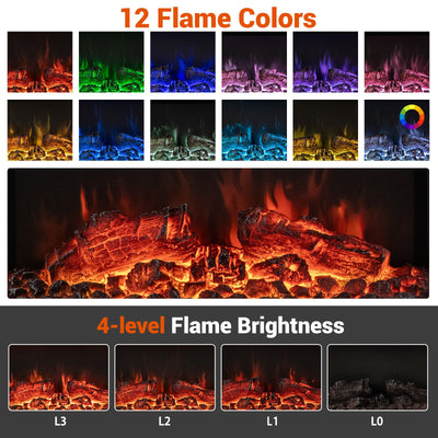 18/36 Inch 3-Sided Wall Mounted Electric Fireplace with 32/50 Inch Wide Floating Mantle-32 Inch