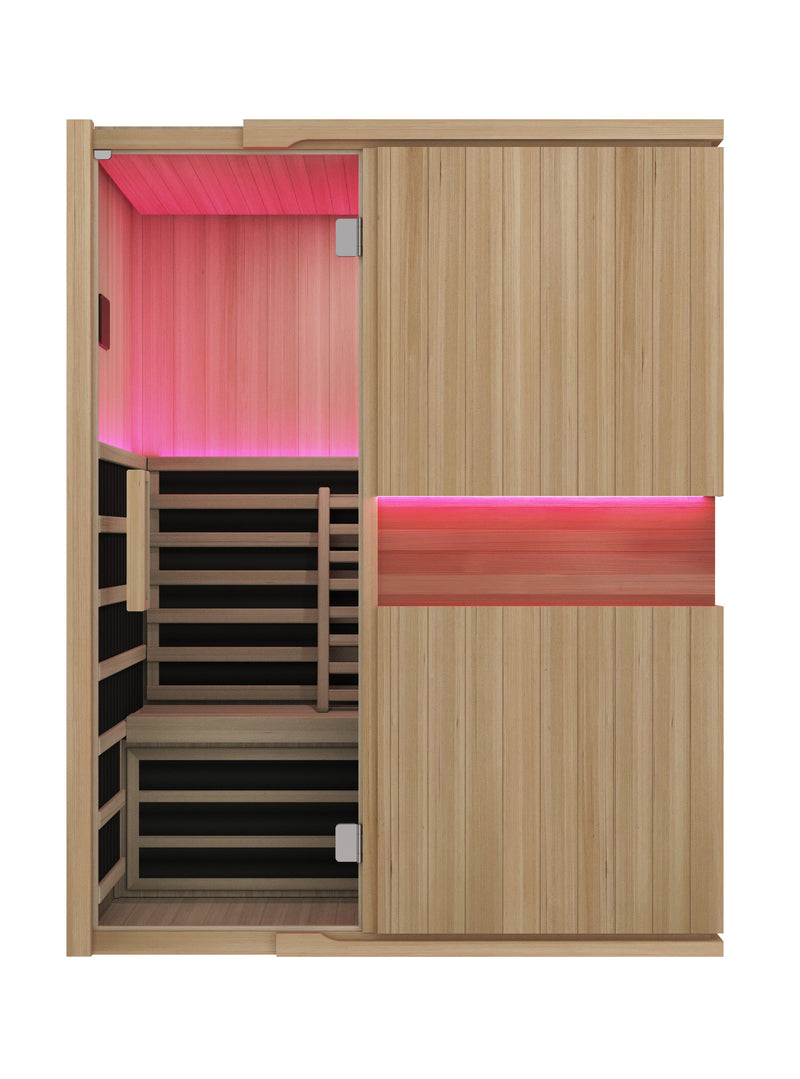 PREORDER - Blisspod, Milano, Full Spectrum Sauna Canadian Hemlock Ultra Low EMF, 7 Far Infrared & Red Glass Heater & Chromotherapy, 3 Person