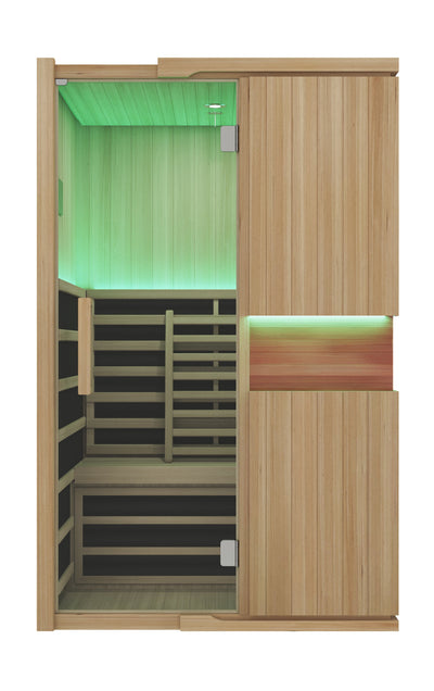 PREORDER - Blisspod, Milano, Full Spectrum Sauna Canadian Hemlock Ultra Low EMF, 6 Far Infrared & Red Glass Heater & Chromotherapy, 2 Person