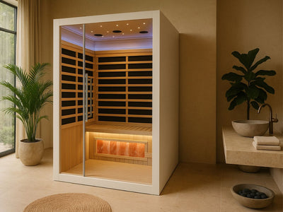 PREORDER OCTOBER 2025 *NEW 2025 Model* Icomfort 2 person Low EMF Infrared Sauna with Himalayan Salt Bar IC43-1860-White