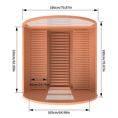 4 Person Outdoor Barrel Sauna, Patchwork Red Cedar Traditional Steam Barrel Sauna Kit with Half-viewing Window HELIUS