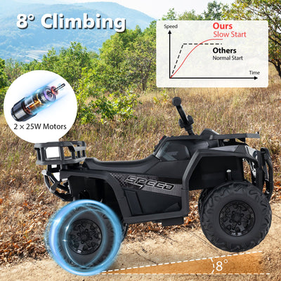 24V Kids Ride on Electric ATV Quad Car with Realistic Sounds and  LED Lights-Black
