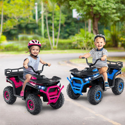 24V Kids Ride on Electric ATV Quad Car with Realistic Sounds and  LED Lights-Pink