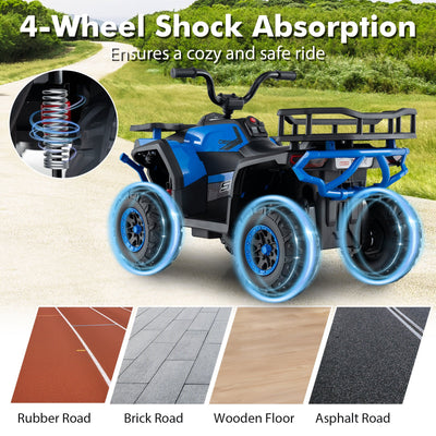 24V Kids Ride on Electric ATV Quad Car with Realistic Sounds and  LED Lights-Navy
