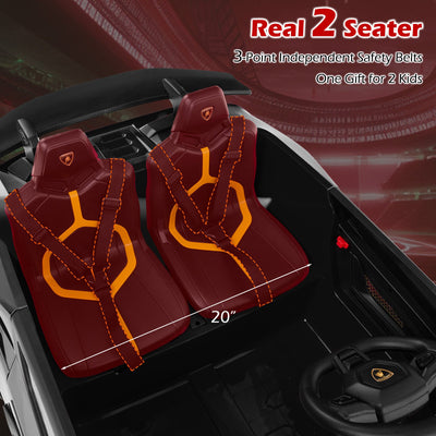 24V Ride-on Car for Kids 4WD 2-Seater Licensed Lamborghini Electric Vehicles with Music-Black
