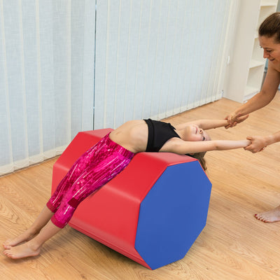 24.5 Inch x 24.5 Inch Octagon Gymnastics Mat with Waterproof Zippered Cover-Red