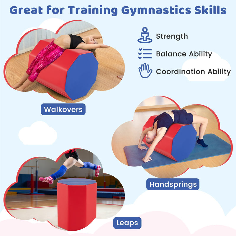 24.5 Inch x 24.5 Inch Octagon Gymnastics Mat with Waterproof Zippered Cover-Red