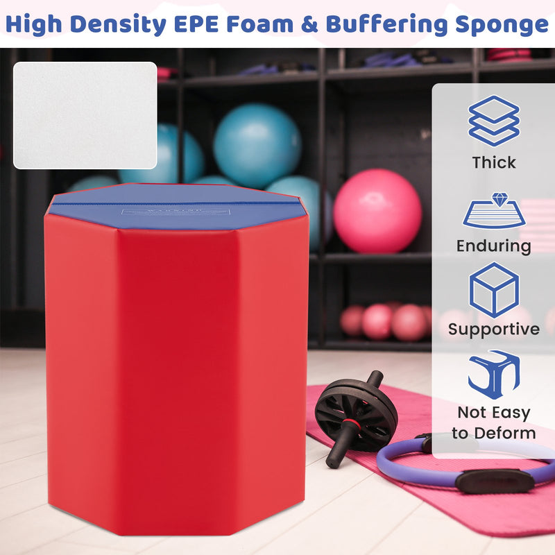 24.5 Inch x 24.5 Inch Octagon Gymnastics Mat with Waterproof Zippered Cover-Red