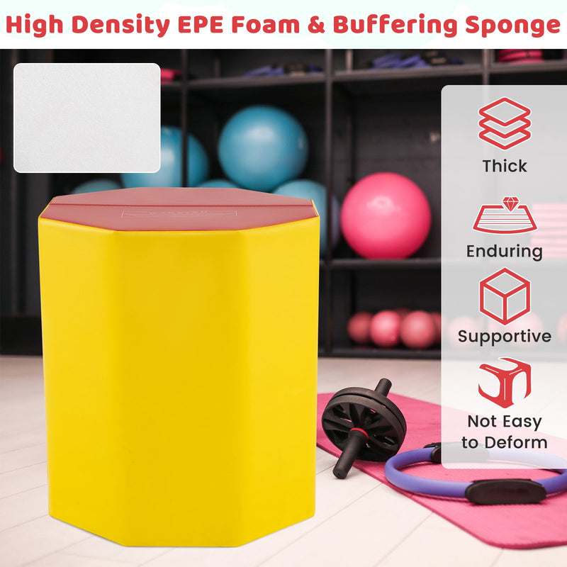 24.5 Inch x 24.5 Inch Octagon Gymnastics Mat with Waterproof Zippered Cover-Yellow