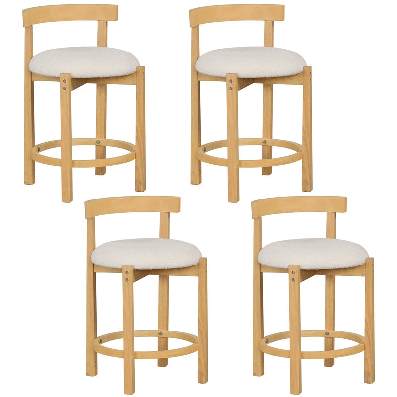 24 Inch Teddy Velvet Upholstered Counter Height Bar Stools with Backrests and Footrests-Set of 4