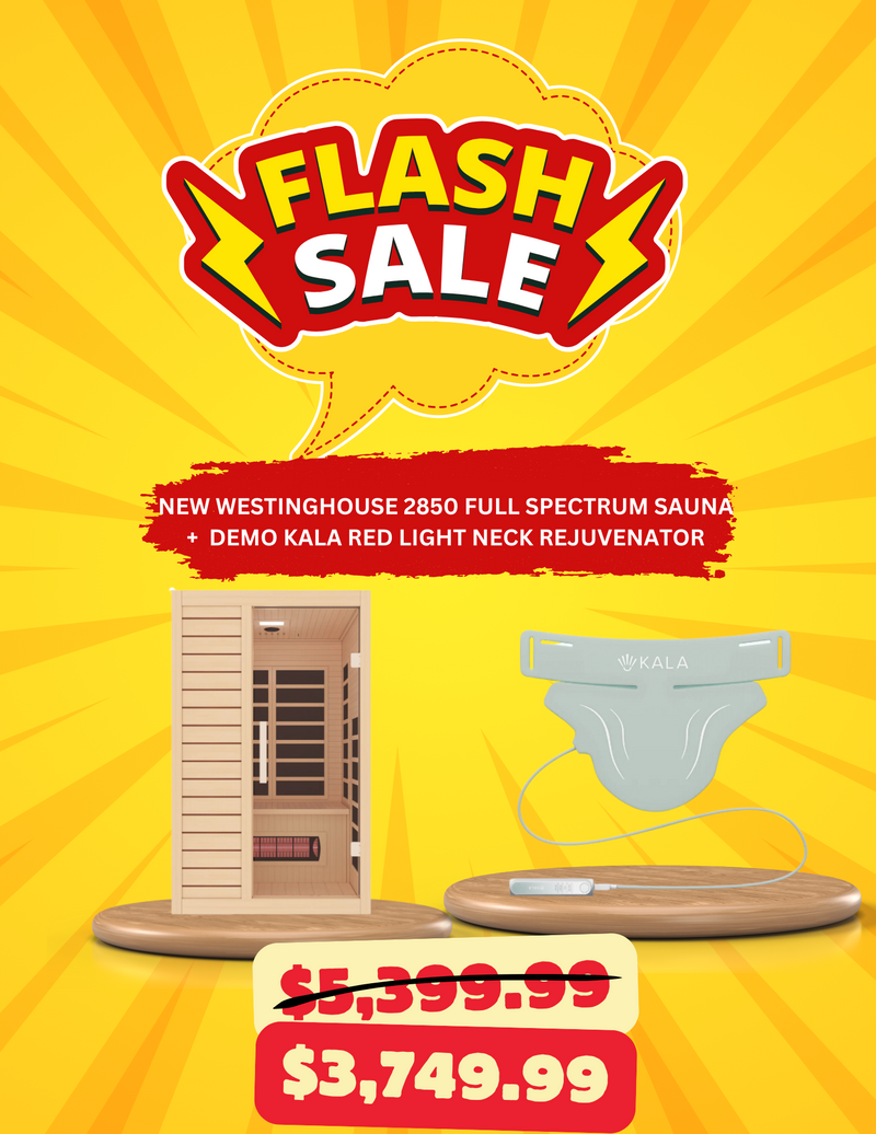 Combo Package: Pre Order Mid May - New 2025 Model Westinghouse 2850 Full Spectrum Sauna + Demo Kala Red Light Neck Rejuvenator- Premium Full Spectrum Sauna With Chromotherapy-Far Mid And Near Infrared-Fully Loaded-For Detox & Muscle Recovery