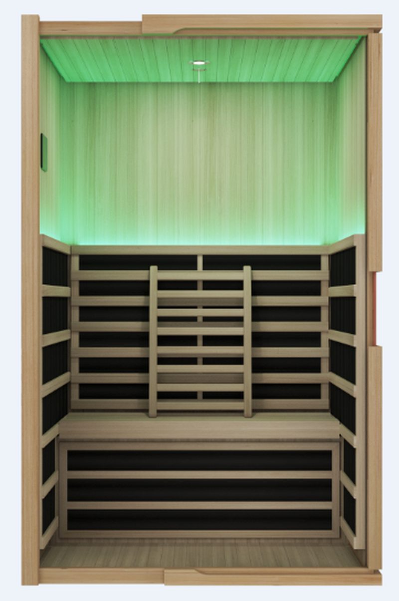 PREORDER - Blisspod, Milano, Full Spectrum Sauna Canadian Hemlock Ultra Low EMF, 6 Far Infrared & Red Glass Heater & Chromotherapy, 2 Person