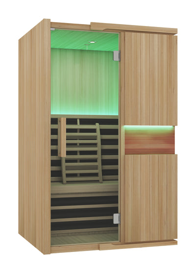 PREORDER - Blisspod, Milano, Full Spectrum Sauna Canadian Hemlock Ultra Low EMF, 6 Far Infrared & Red Glass Heater & Chromotherapy, 2 Person