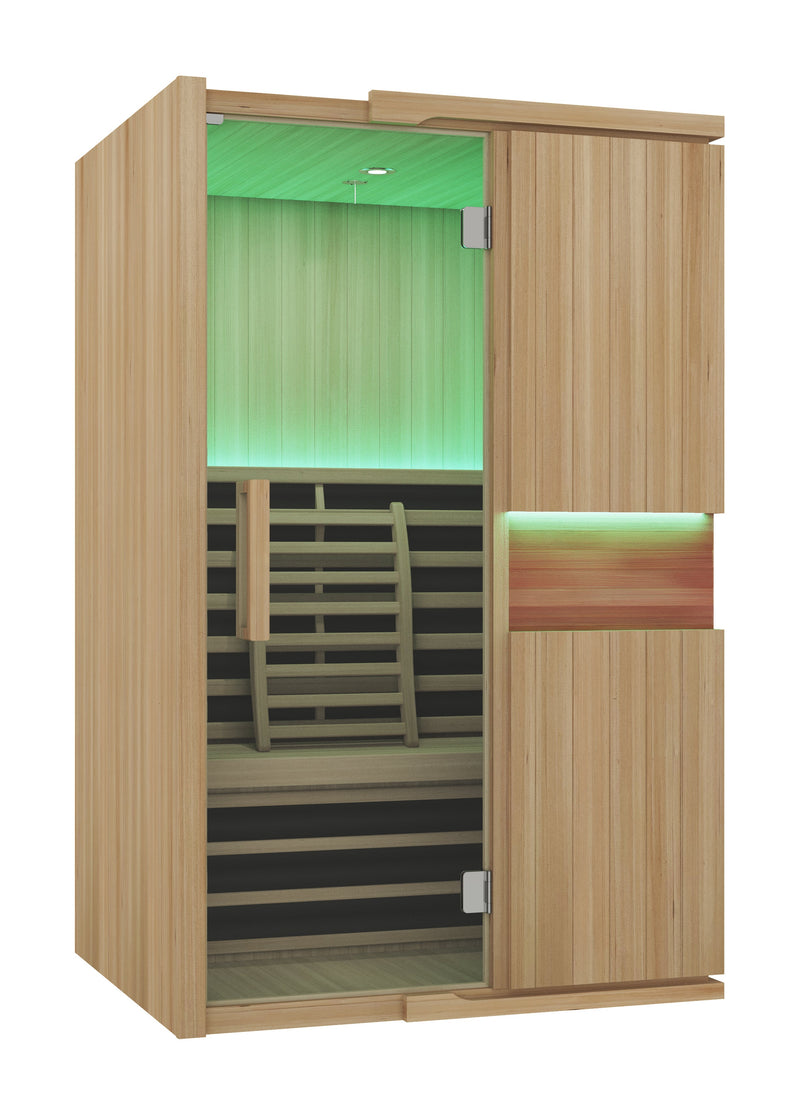 PREORDER - Blisspod, Milano, Full Spectrum Sauna Canadian Hemlock Ultra Low EMF, 6 Far Infrared & Red Glass Heater & Chromotherapy, 2 Person