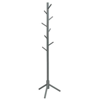 2 Heights Wooden Coat Rack with 8 Hooks-Gray