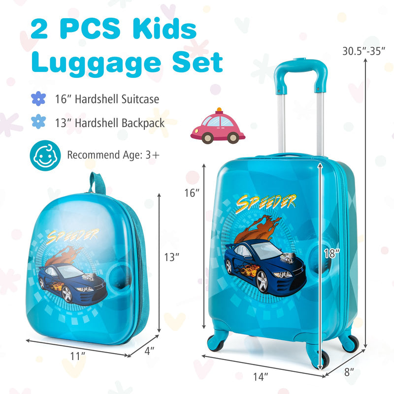 2 PCS Kid Luggage Set With Spinner Wheels for Children Boys Girls-Navy