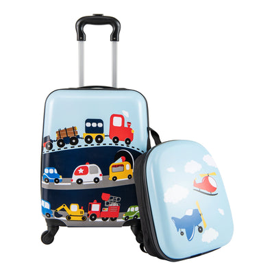 2 PCS Kid Luggage Set With Spinner Wheels for Children Boys Girls-Dark Blue