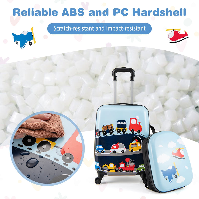2 PCS Kid Luggage Set With Spinner Wheels for Children Boys Girls-Dark Blue