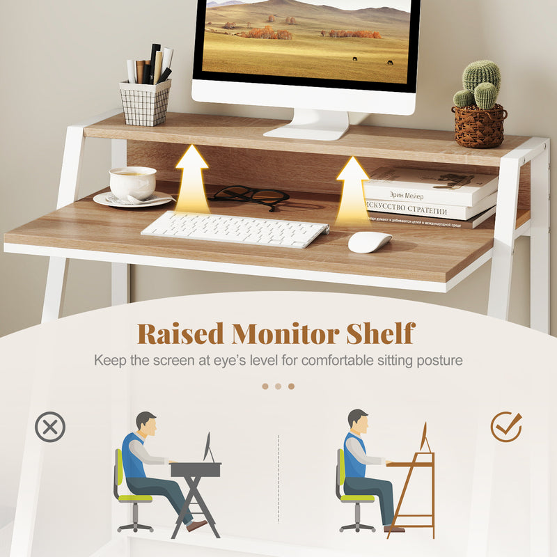 2 Tier Computer Desk PC Laptop Table Study Writing Home Office Worksta