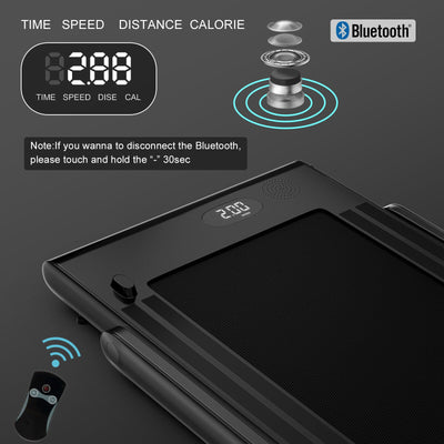 2 in 1 2.25HP Folding Treadmill with APP Speaker Remote Control-Black