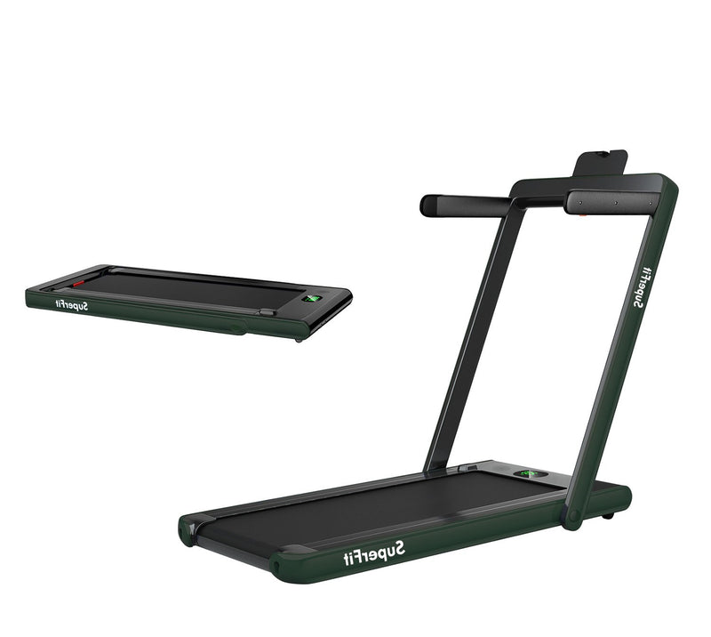2 in 1 2.25HP Folding Treadmill with APP Speaker Remote Control-Green