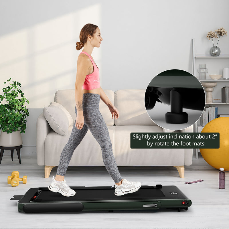2 in 1 2.25HP Folding Treadmill with APP Speaker Remote Control-Green