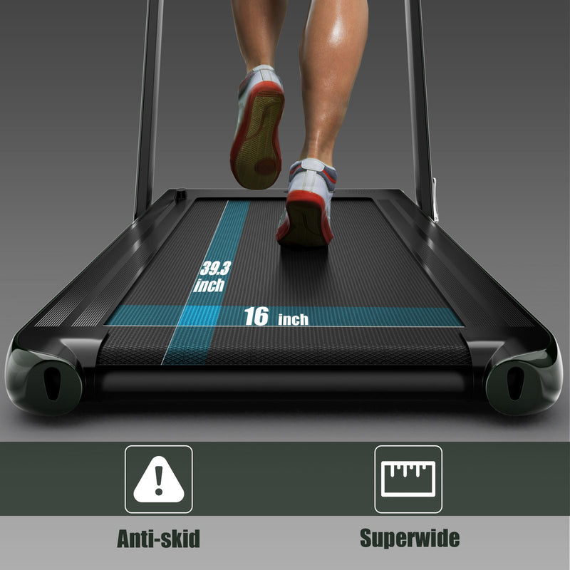 2 in 1 2.25HP Folding Treadmill with APP Speaker Remote Control-Green
