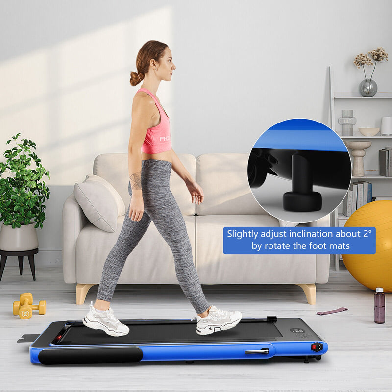 2 in 1 2.25HP Folding Treadmill with APP Speaker Remote Control-Navy
