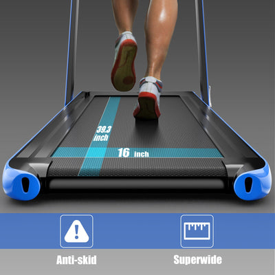 2 in 1 2.25HP Folding Treadmill with APP Speaker Remote Control-Navy