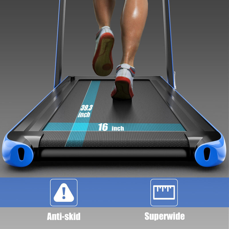 2 in 1 2.25HP Folding Treadmill with APP Speaker Remote Control-Navy