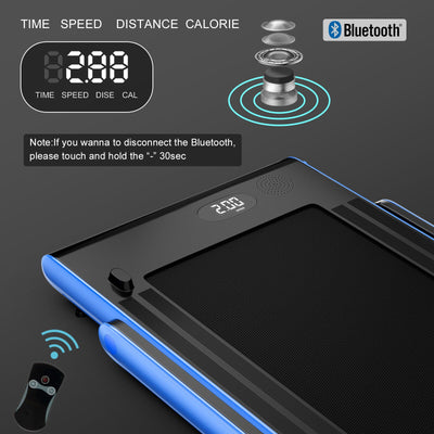 2 in 1 2.25HP Folding Treadmill with APP Speaker Remote Control-Navy