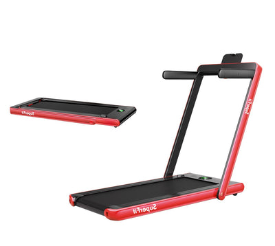 2 in 1 2.25HP Folding Treadmill with APP Speaker Remote Control-Red