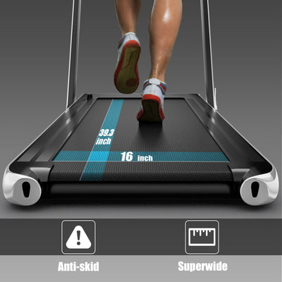 2 in 1 2.25HP Folding Treadmill with APP Speaker Remote Control-Silver
