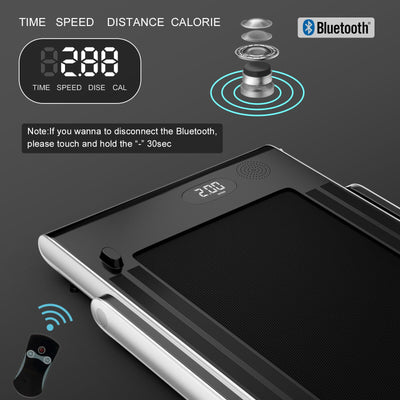 2 in 1 2.25HP Folding Treadmill with APP Speaker Remote Control-Silver