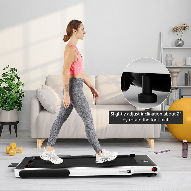 2 in 1 2.25HP Folding Treadmill with APP Speaker Remote Control-White