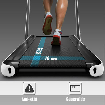 2 in 1 2.25HP Folding Treadmill with APP Speaker Remote Control-White