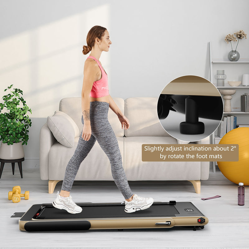 2 in 1 2.25HP Folding Treadmill with APP Speaker Remote Control-Yellow