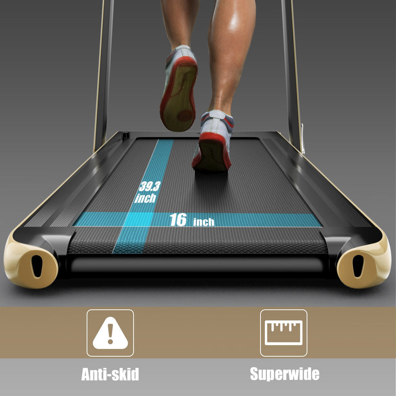 2 in 1 2.25HP Folding Treadmill with APP Speaker Remote Control-Yellow