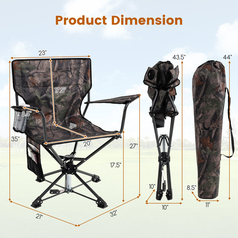 360° Swivel Hunting Chair Portable Foldable Hunting Chair Set of 2-Camo