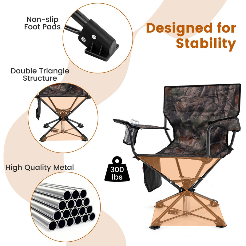 360° Swivel Hunting Chair Portable Foldable Hunting Chair Set of 2-Camo