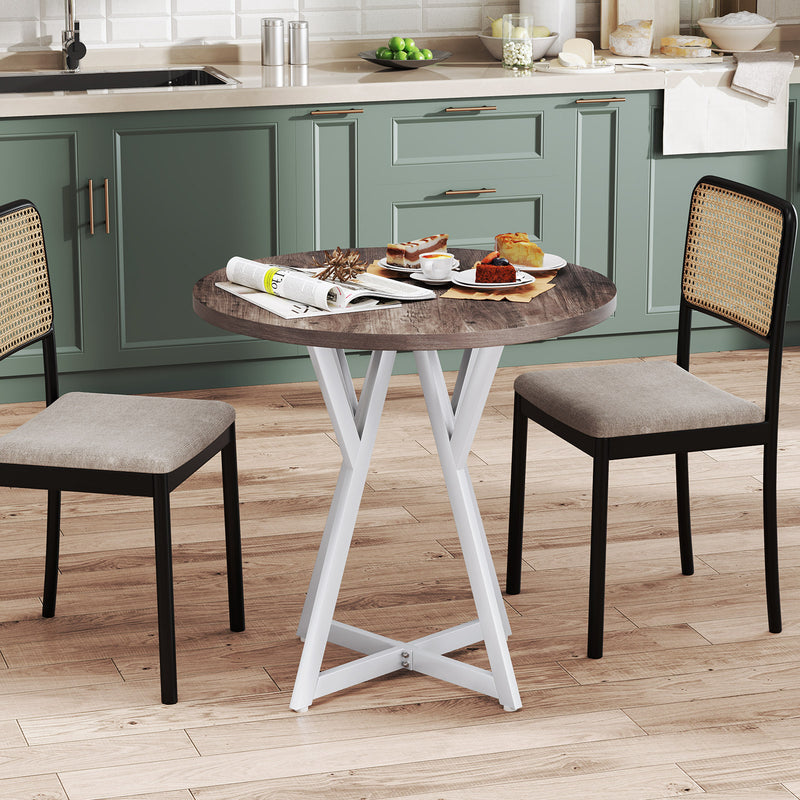 36 Inch Round Dining Table with Metal Pedestal Base-Natural | Relaxacare